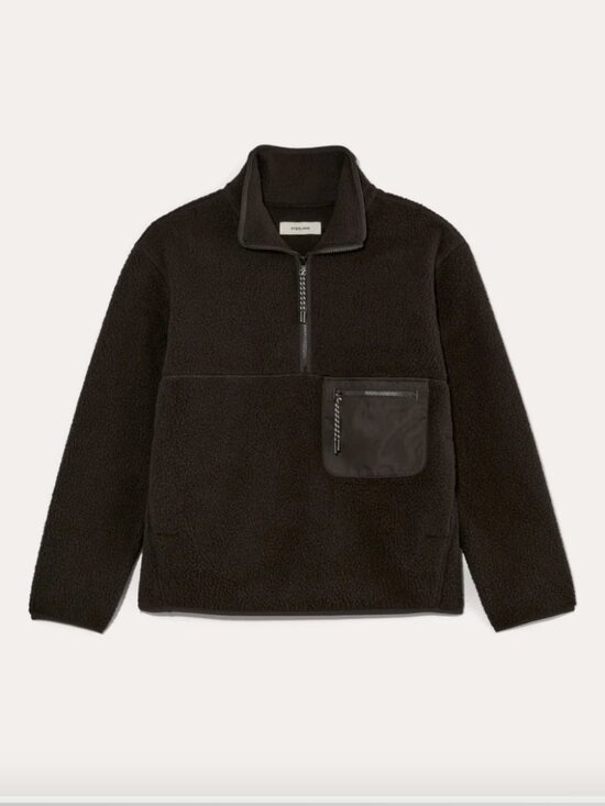 Everlane Sweaters - NWT EVERLANE The ReNew Fleece Oversized Half-Zip S Black